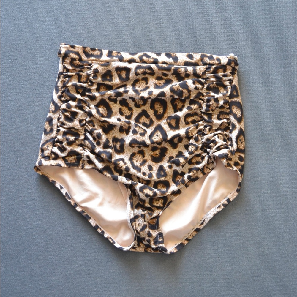 Unique Vintage | Monroe Leopard High Waist Bikini Bottom Sz L